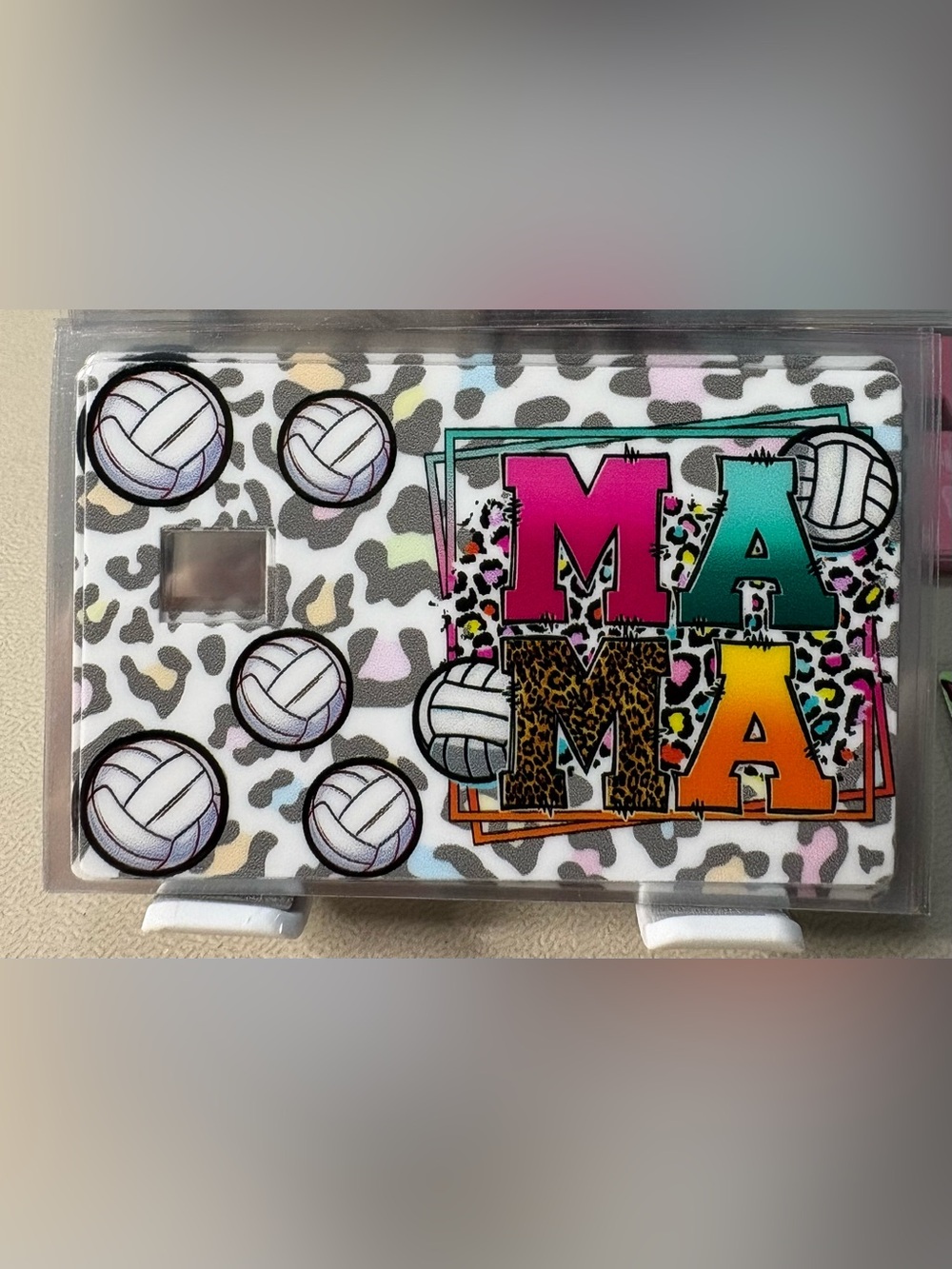 Volleyball Mama Leopard Card Skin